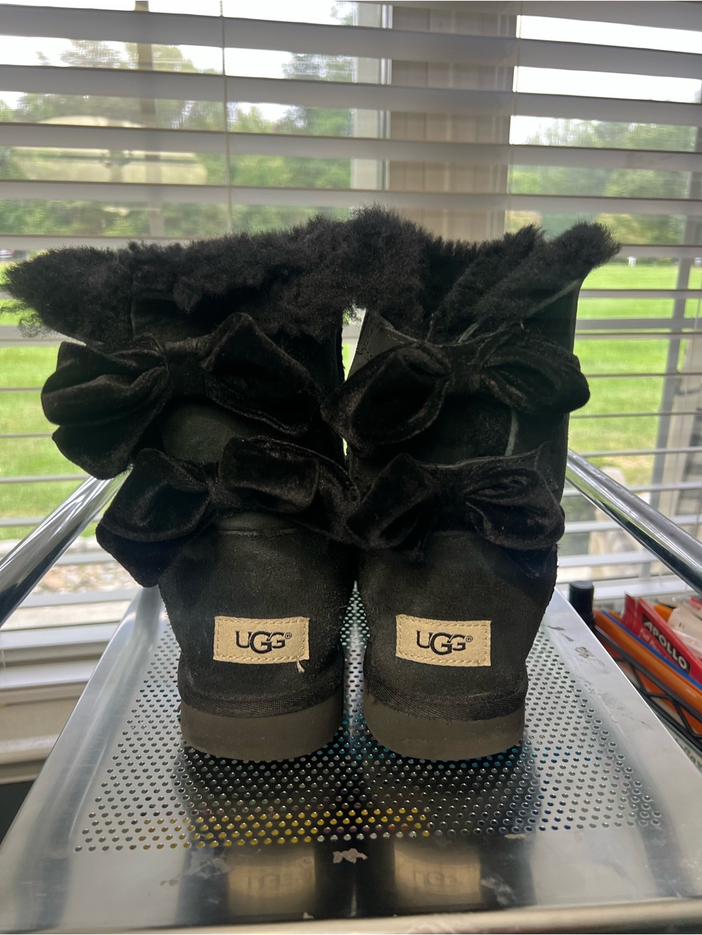 Black UGG  Bailey Bow Velvet size 7
